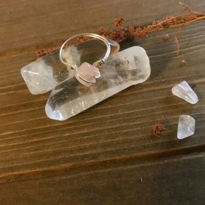 Handmade rose quartz wire ring, dainty, minimal